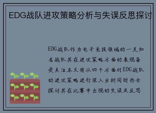 EDG战队进攻策略分析与失误反思探讨